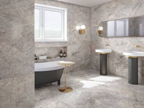 Carrelage Effet Marbre Gris Rosé Grand Format 60x120 Vivaldi InstaHouse FOUR SEASONS APE sol et mur salle de bain