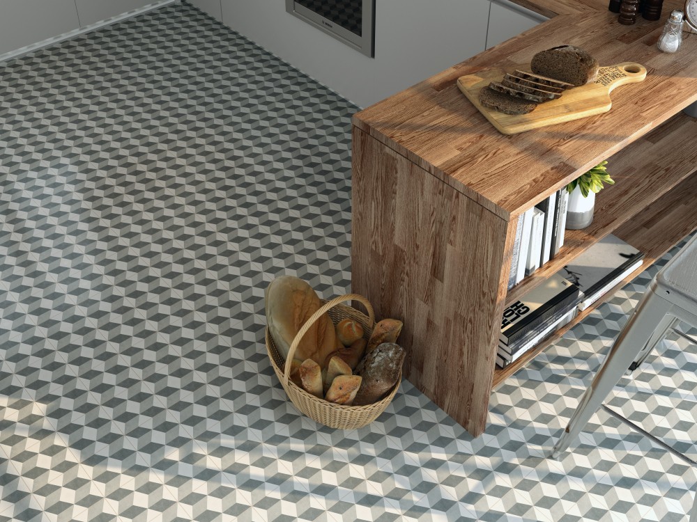 Carrelage Sol Effet Carreaux de Ciment 15x15 Antidérapant R10 Flora Brina InstaHouse FIORELLA Carmen sol cuisine