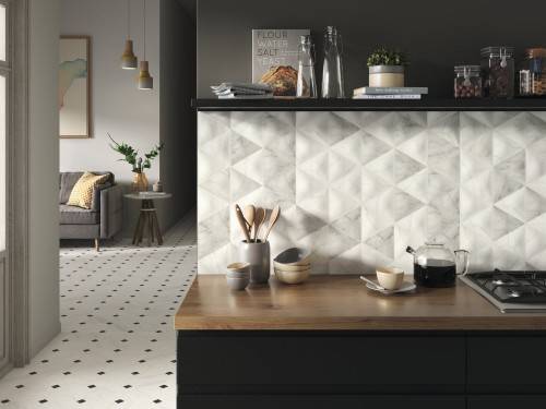 Carrelage Sol Aspect Marbre Octogonal 20x20 Antidérapant R10 Vérone InstaHouse VERONA Carmen Blanc sol cuisine salle à manger