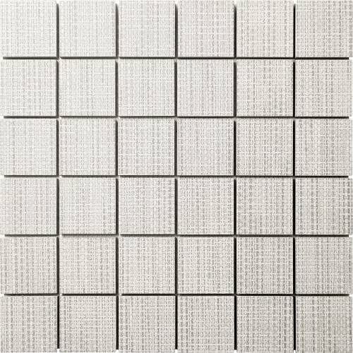 Carrelage rectifié effet textile en grès cérame. Plaque 30 x 30 cm, couleur blanc Collection Versatile Chez InstaHouse