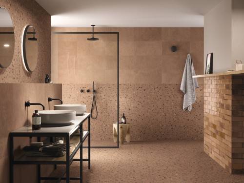 Carrelage Effet Terre Cuite Antidérapant R10 30x60 et 60x60 Rhodophyte InstaHouse ARGILLAE APE terre rouge Mur douche