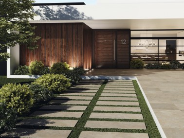 InstaHouse carrelage effet pierre forte épaisseur 2 cm 40 x 120 couleur chamois Hématite Dallage entrée extérieur Maison