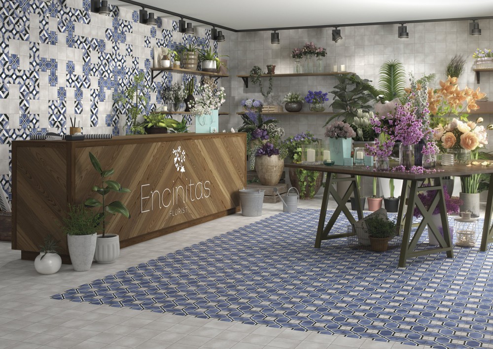 Carrelage Sol / Mur Effet Carreaux de Ciment 15x15 R10 Antigua Inca InstaHouse Carmen Fleur SOl commerce boutique