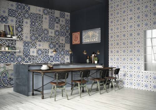 Carrelage Sol / Mur Effet Carreaux de Ciment 15x15 R10 Antigua Grenade InstaHouse Carmen Fleur mur bureau