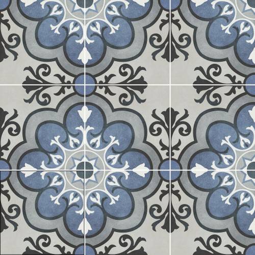 Carrelage grès cérame antidérapant effet carreau de ciment ancien 15 x 15 motif floral collection Fleur InstaHouse compo
