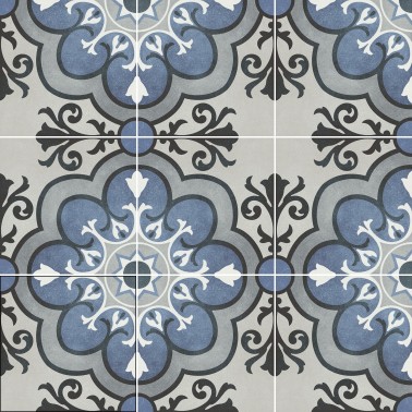 Carrelage grès cérame antidérapant effet carreau de ciment ancien 15 x 15 motif floral collection Fleur InstaHouse compo
