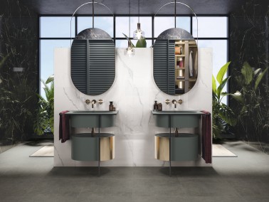 Carrelage Sol / Mur Imitation Marbre Noir Grand format 60x120 Grain Poli Effet Miroir Spiciféra Night Lux APE Salle d'eau