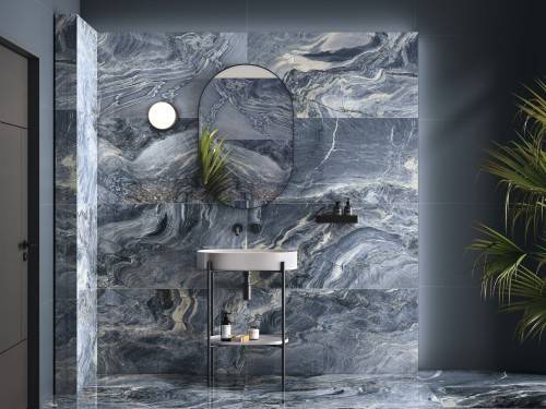 Carrelage Sol / Mur Effet Marbre Bleu 60x120 Blue Sky Salle d'eau