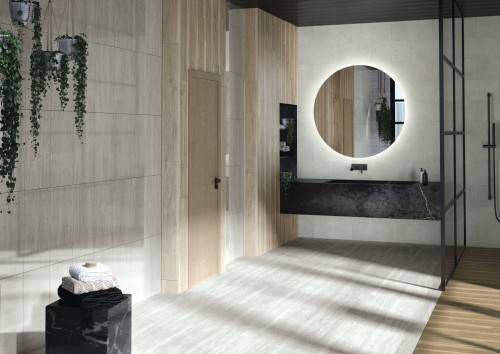 InstaHouse carrelage mur salle de bains zen 20 x 120 effet bois couleur sienne InstaHouse WABI SABI APE