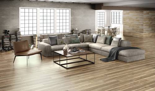 InstaHouse carrelage sol séjour salon zen 20 x 120 effet bois couleur sienne InstaHouse WABI SABI APE
