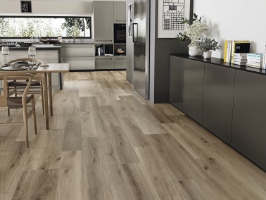 InstaHouse carrelage sol cuisine ouverte effet bois 30 x 120 couleur naturel collection Mercantour