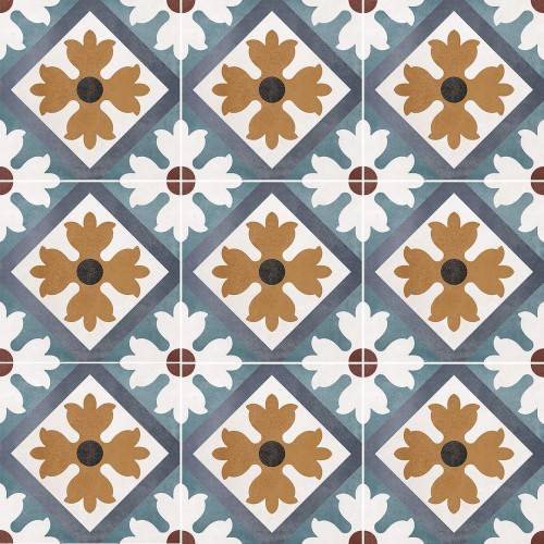 InstaHouse grès cérame effet carreaux de ciment mix couleur et motif fleur format 15 x 15 Collection Azulejos compo