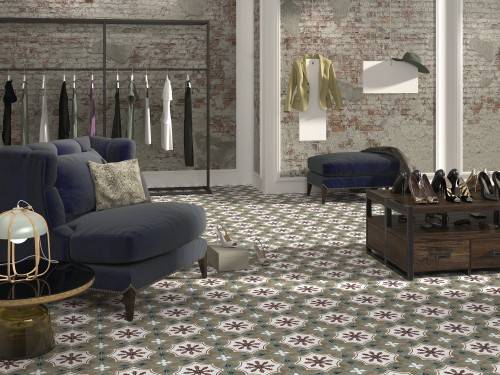 carrelage sol effet carreaux de ciment mix couleur 15 x 15 Collection Azulejos InstaHouse Carmen Floriane Sol boutique