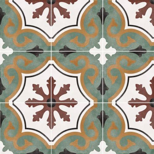carrelage sol grès cérame effet carreaux de ciment mix couleur 15 x 15 Collection Azulejos InstaHouse Carmen Floriane compo