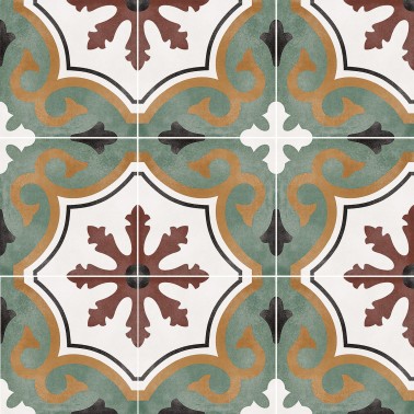 carrelage sol grès cérame effet carreaux de ciment mix couleur 15 x 15 Collection Azulejos InstaHouse Carmen Floriane compo