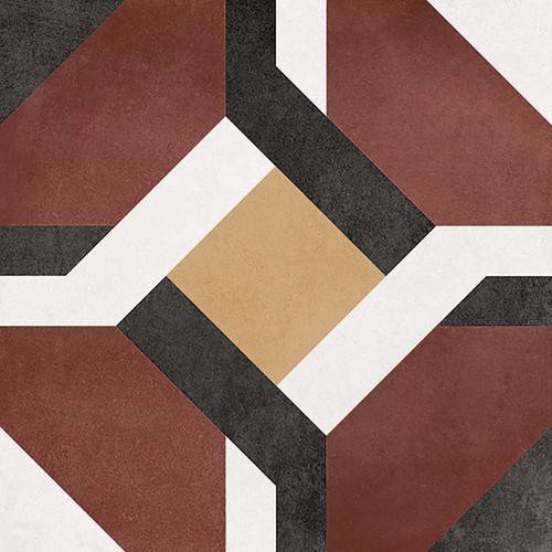 InstaHouse carrelage carreaux de ciment 15x15  noir bordeaux et jaune motif géometrique Collection Azulejos Carmen Floriane