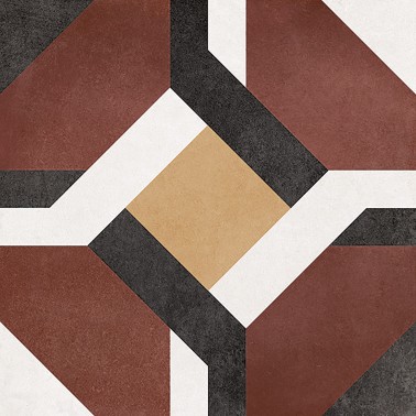 InstaHouse carrelage carreaux de ciment 15x15  noir bordeaux et jaune motif géometrique Collection Azulejos Carmen Floriane