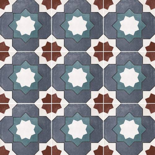 InstaHouse carrelage grès cérame effet carreaux de ciment motif alhambra 15 x 15 mix couleurs Collection Azulejos compo