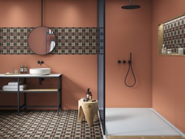 InstaHouse carrelage effet carreaux de ciment couleur jour format 15 x 15 Collection camélia Sol et crédence salle d'eau