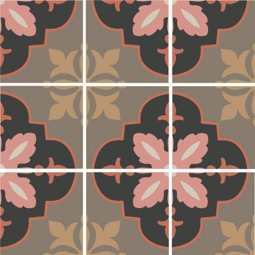 InstaHouse carrelage effet carreaux de ciment couleur jour motif trèfle format 15 x 15 Collection camélia compo