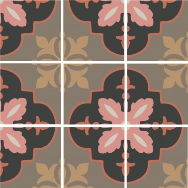 InstaHouse carrelage effet carreaux de ciment couleur jour motif trèfle format 15 x 15 Collection camélia compo