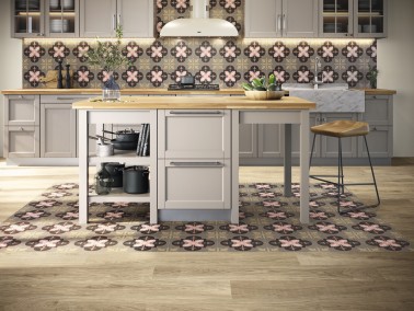 InstaHouse carrelage effet carreaux de ciment couleur jour format 15 x 15 Collection camélia Sol cuisine et crédence