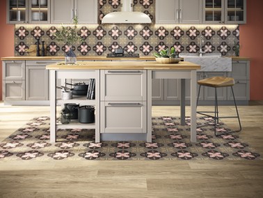 InstaHouse carrelage effet carreaux de ciment couleur jour format 15 x 15 Collection camélia Sol cuisine et crédence