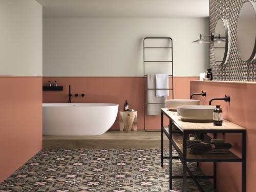InstaHouse carrelage effet carreaux de ciment couleur jour format 15 x 15 Collection camélia Sol mur salle d'eau