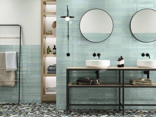 InstaHouse carrelage imitation carreaux de ciment couleur nuit motif mixte format 15 x 15 Collection Camélia Sol salle d'eau