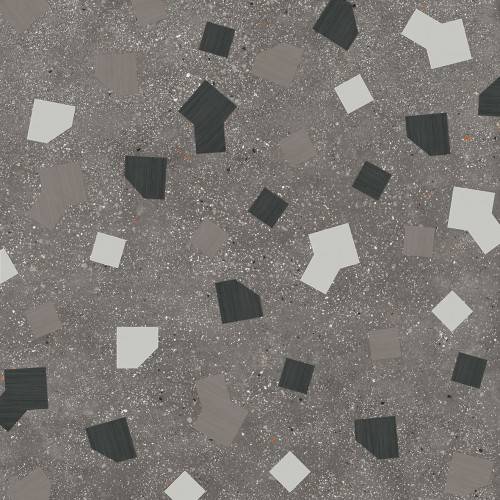 Carrelage grès cérame effet ciment terrazzo 90x90 couleur graphite collection Géo Instahouse