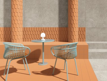 Carrelage grès cérame mur exterieur terrasse effet ciment 90x90 cm couleur taupe collection Géo chez InstaHouse