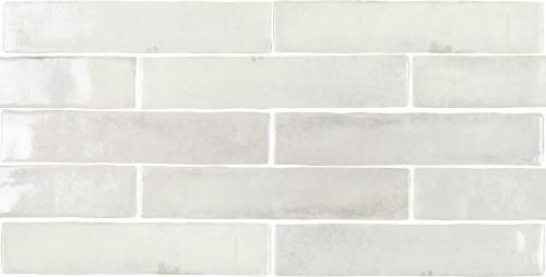 Faïence effet ciment aspect zellige format 5 X 25 couleur blanc finition brillant InstaHouse Collection Nala compo