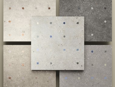 Carrelage grès cérame effet ciment incrustation fleurs 90 x 90 cm collection Géo InstaHouse zoom carreau