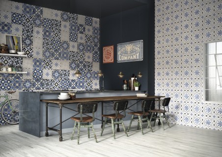 Carrelage Sol / Mur Effet Carreaux de Ciment 15x15 R10 Antigua Inca InstaHouse Carmen Fleur Mur bureau