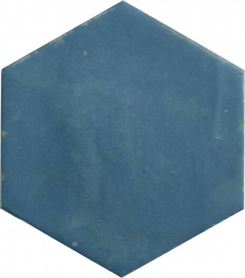 Carrelage sol esprit tomette, effet ciment, hexagone 13,9x16 bleu Kasbah InstaHouse Carmen Souk