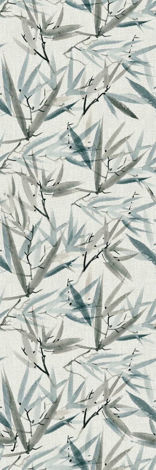 Faïence pâte blanche effet textile impression bambou format 30 x 90 couleur eau collection Rohan InstaHouse