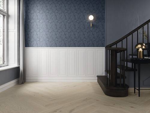 Faïence mur couloir, hall, entrée effet boiseries format 30 x 90 couleur blanc collection Rohan InstaHouse
