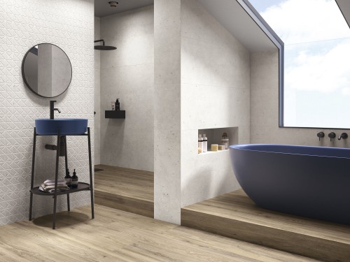 carrelage imitation bois parquet couleur bouleau 25x150 antidérapant collection Sequoia InstaHouse APE Sol salle de bain