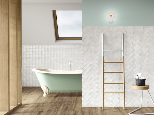 Carrelage faïence brillant couleur os 6,5x20 effet zellige bejmat Cordoue InstaHouse Carmen Séville Mur salle de bain