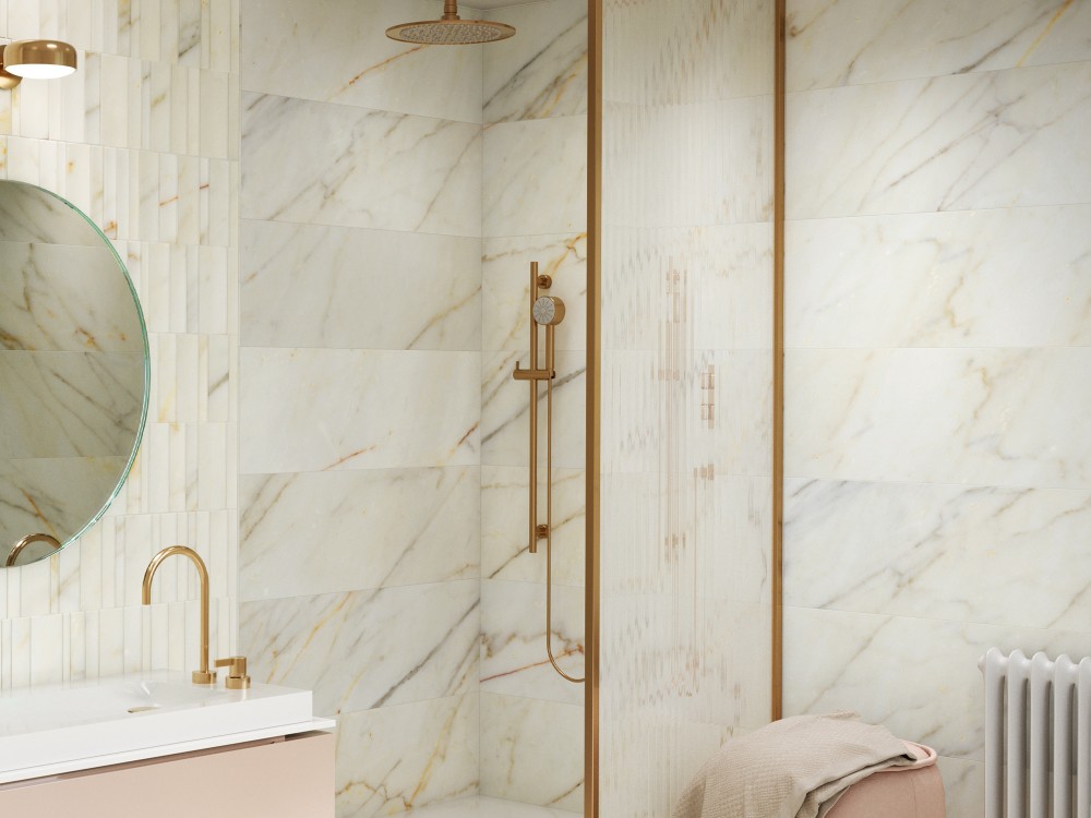 Carrelage Mur Effet Marbre Blanc Mat 40x120 Calacatta InstaHouse APE Mur douche