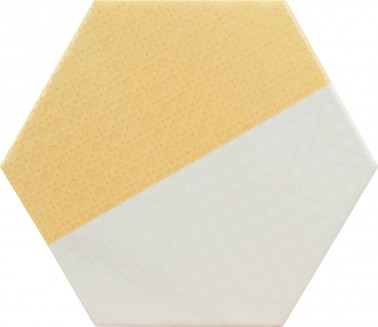 Carrelage Sol / Mur Effet Marbre Blanc et Jaune motif mix cannage Hexagonal 13,9X16 Calacatta InstaHouse APE