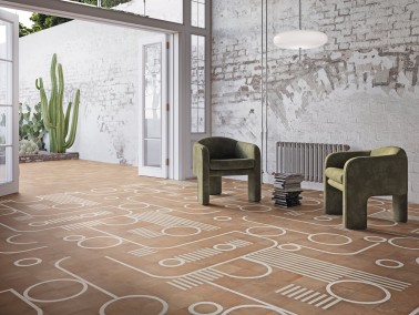 Carrelage Sol Aspect Terre Cuite Motif Cercle 20x20 Antidérapant R10 Matèra Matèra - 1