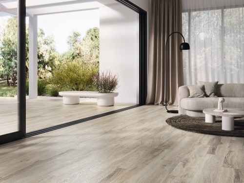 Carrelage Sol Aspect Bois Parquet 22x120 Sable Antidérapant R10 Oak InstaHouse YOHO APE Sol salon terrasse