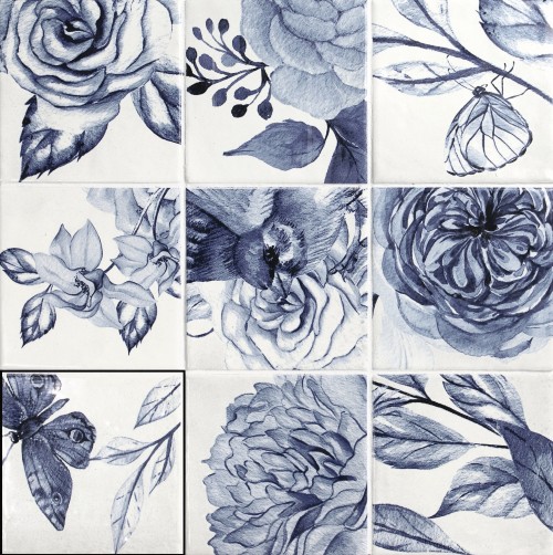 Carrelage Décoratif Style Azulejos Fleur 12,4x12,4 Cascais  - 2