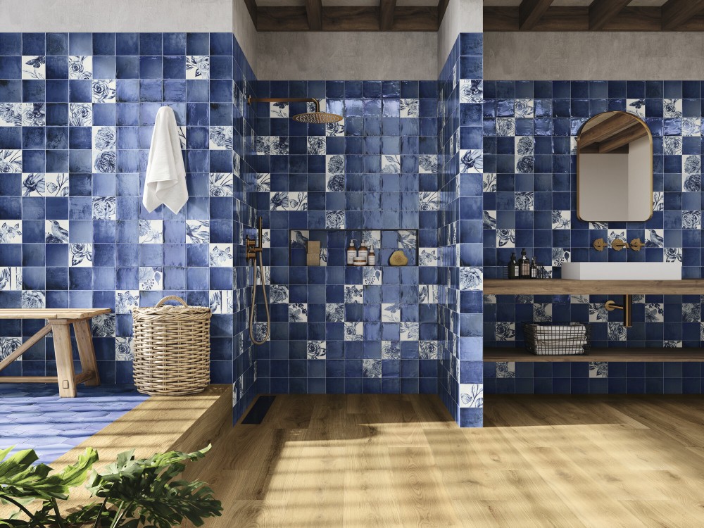 Carrelage Décoratif Style Azulejos Fleur 12,4x12,4 Cascais  - 1