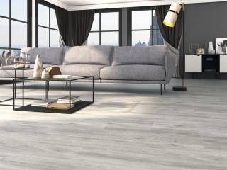 Carrelage grès cérame sol salon imitation bois parquet couleur argent 3,2 x 33 collection Quénécan InstaHouse
